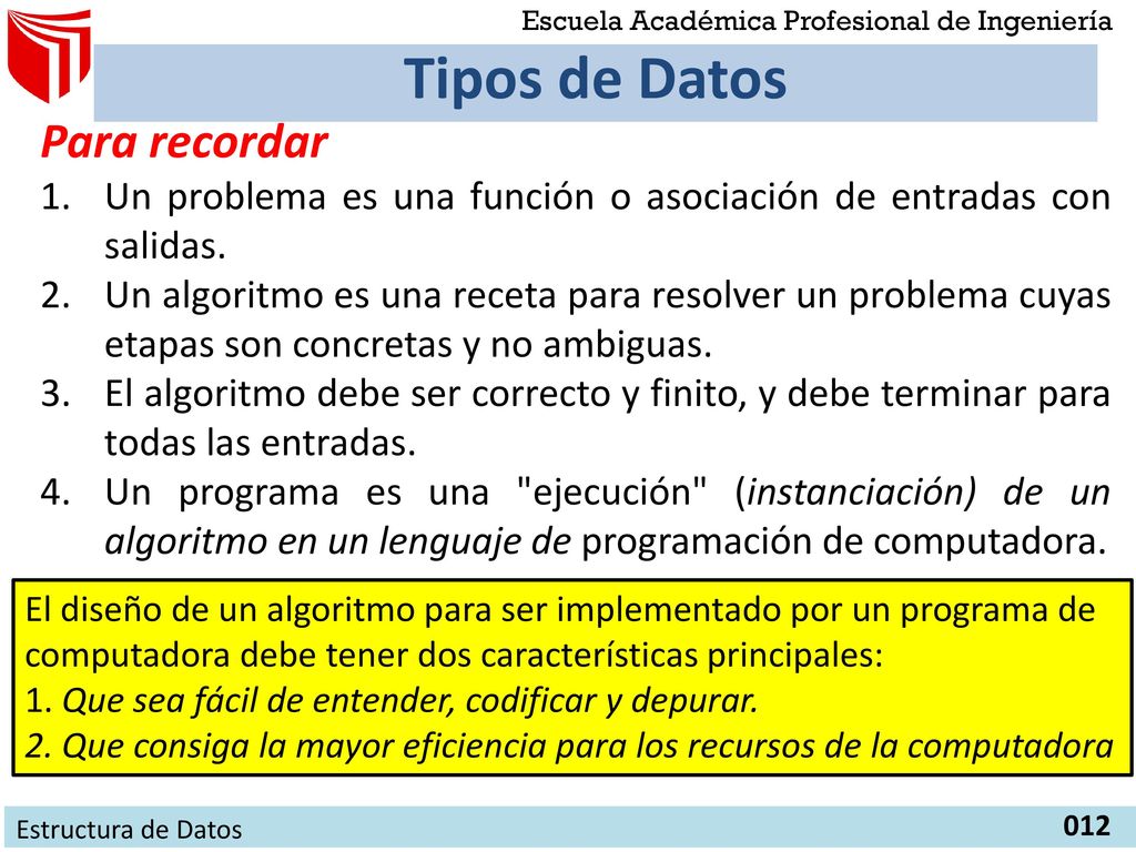 Tipos de Datos Para recordar