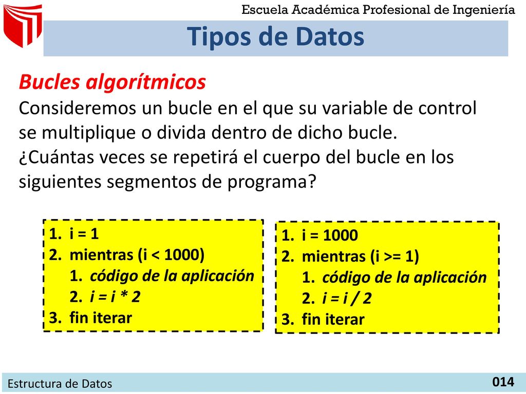 Tipos de Datos Bucles algorítmicos