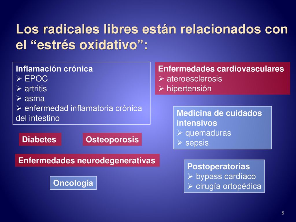 Los radicales libres están relacionados con el estrés oxidativo :