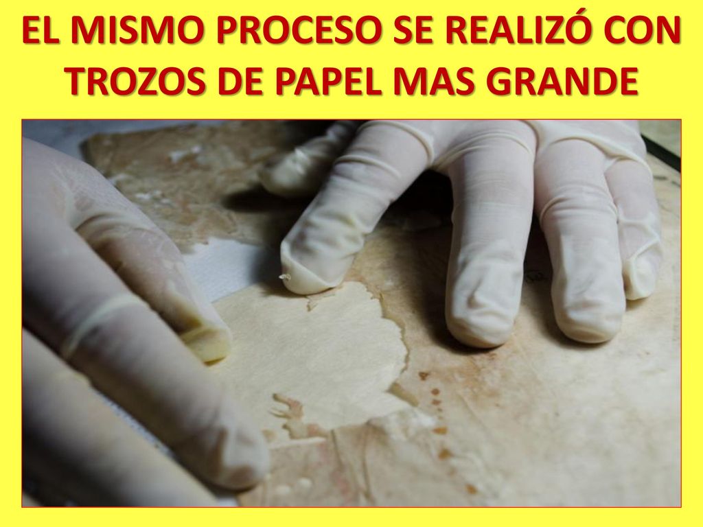 EL MISMO PROCESO SE REALIZÓ CON TROZOS DE PAPEL MAS GRANDE