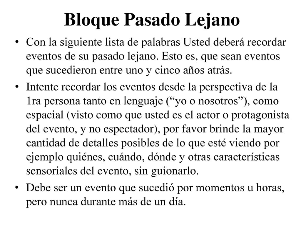 Bloque Pasado Lejano