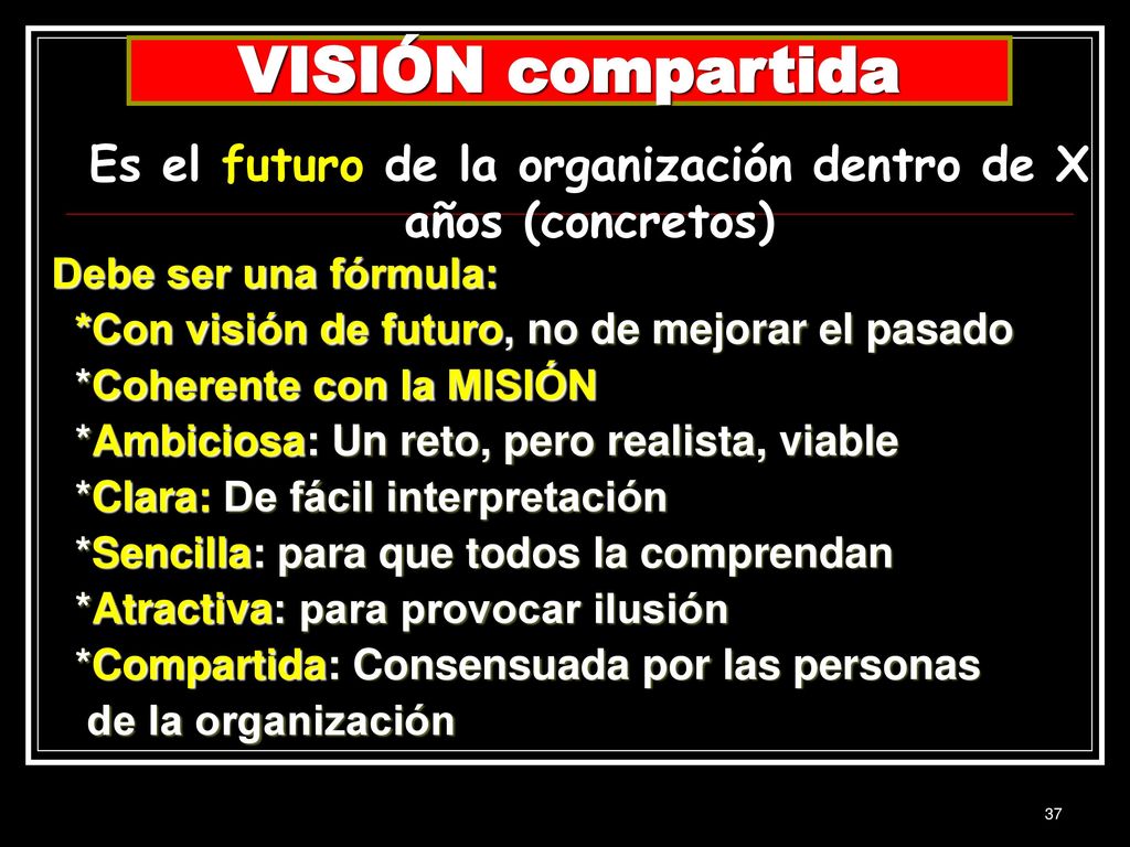Es el futuro de la organización dentro de X años (concretos)