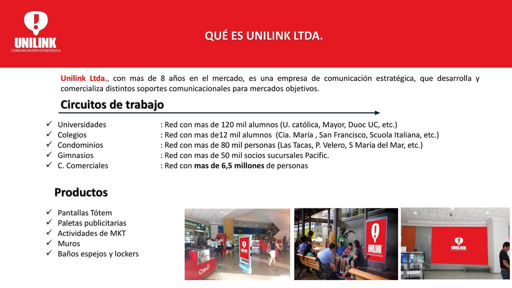 QUÉ ES UNILINK LTDA. Circuitos de trabajo Productos
