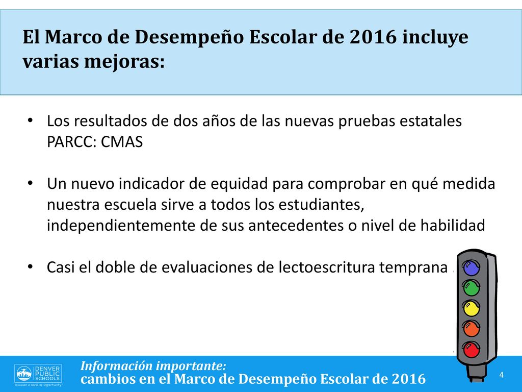 El Marco de Desempeño Escolar de 2016 incluye varias mejoras: