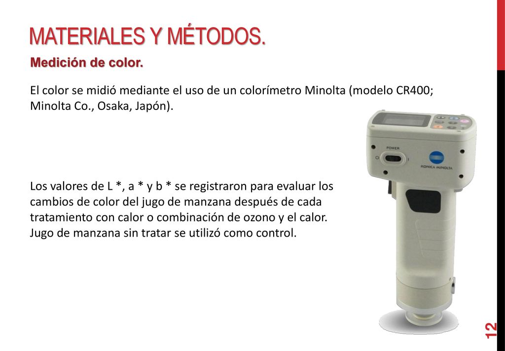 Materiales y métodos. Medición de color.