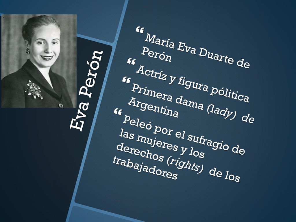 Eva Perón María Eva Duarte de Perón Actríz y figura pólitica