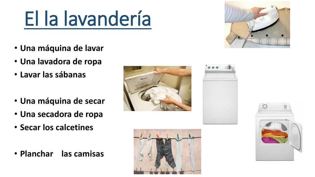 El la lavandería Una máquina de lavar Una lavadora de ropa