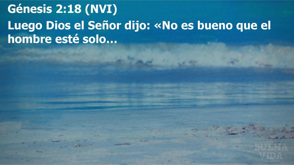Génesis 2:18 (NVI) Luego Dios el Señor dijo: «No es bueno que el hombre esté solo…
