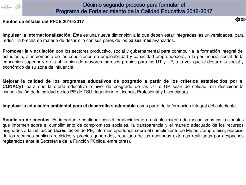 Décimo segundo proceso para formular el Programa de Fortalecimiento de la Calidad Educativa