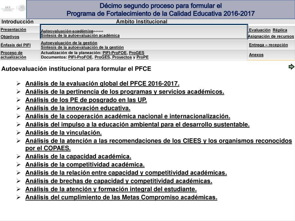 Décimo segundo proceso para formular el Programa de Fortalecimiento de la Calidad Educativa