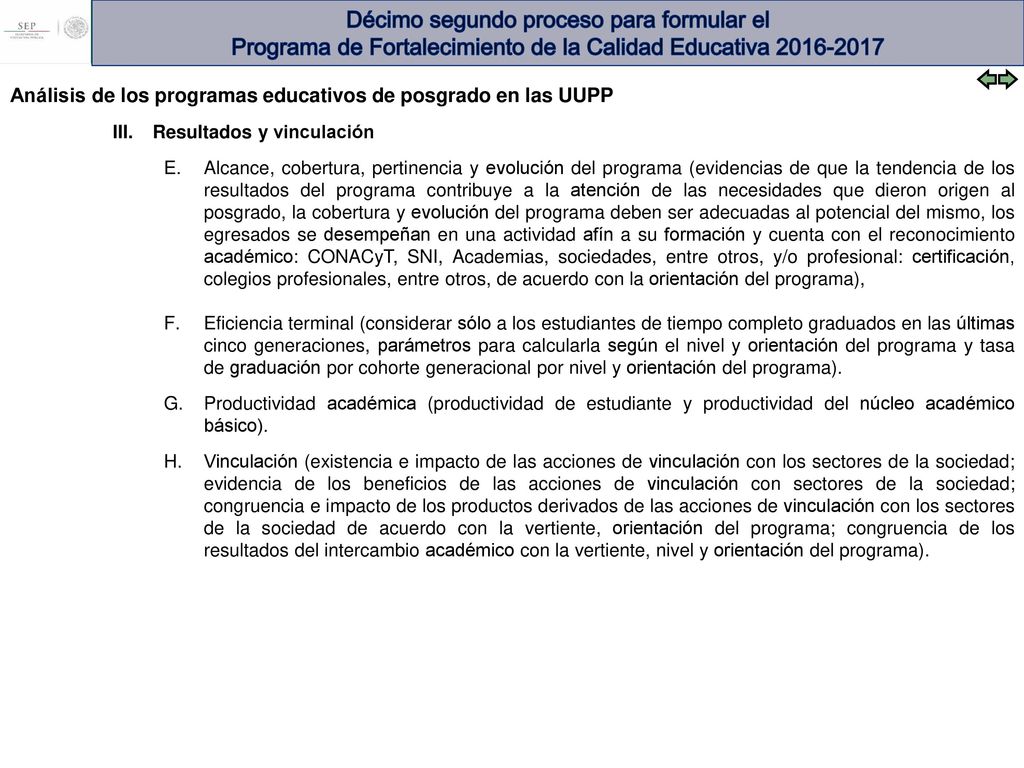 Décimo segundo proceso para formular el Programa de Fortalecimiento de la Calidad Educativa