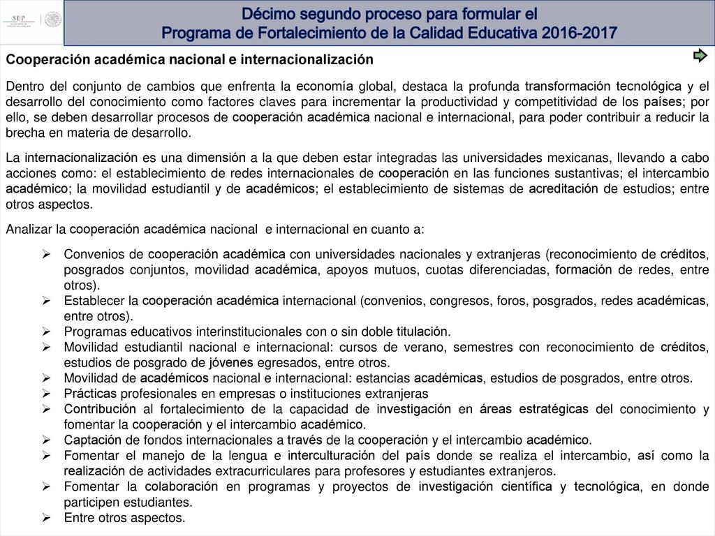 Décimo segundo proceso para formular el Programa de Fortalecimiento de la Calidad Educativa