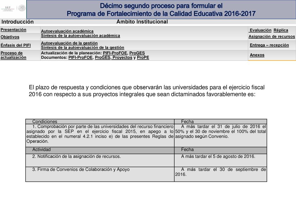 Décimo segundo proceso para formular el Programa de Fortalecimiento de la Calidad Educativa