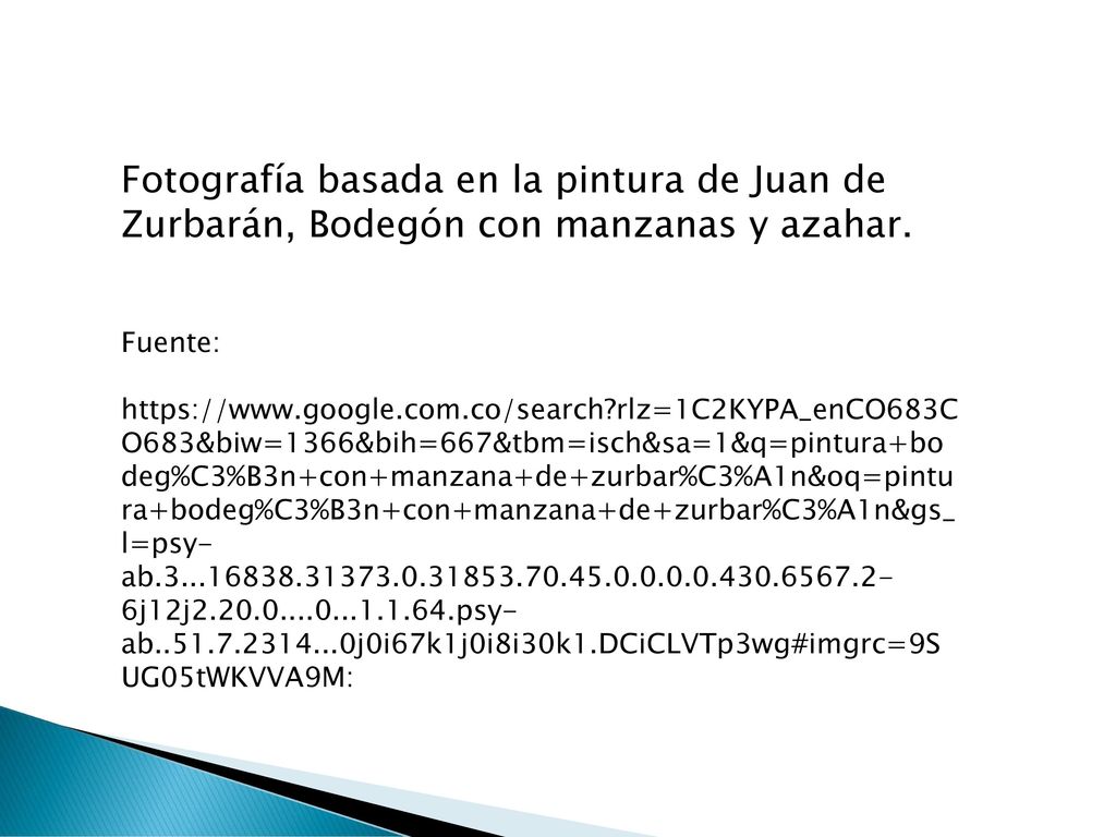 Fotografía basada en la pintura de Juan de Zurbarán, Bodegón con manzanas y azahar.
