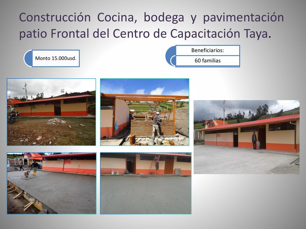 Construcción Cocina, bodega y pavimentación patio Frontal del Centro de Capacitación Taya.