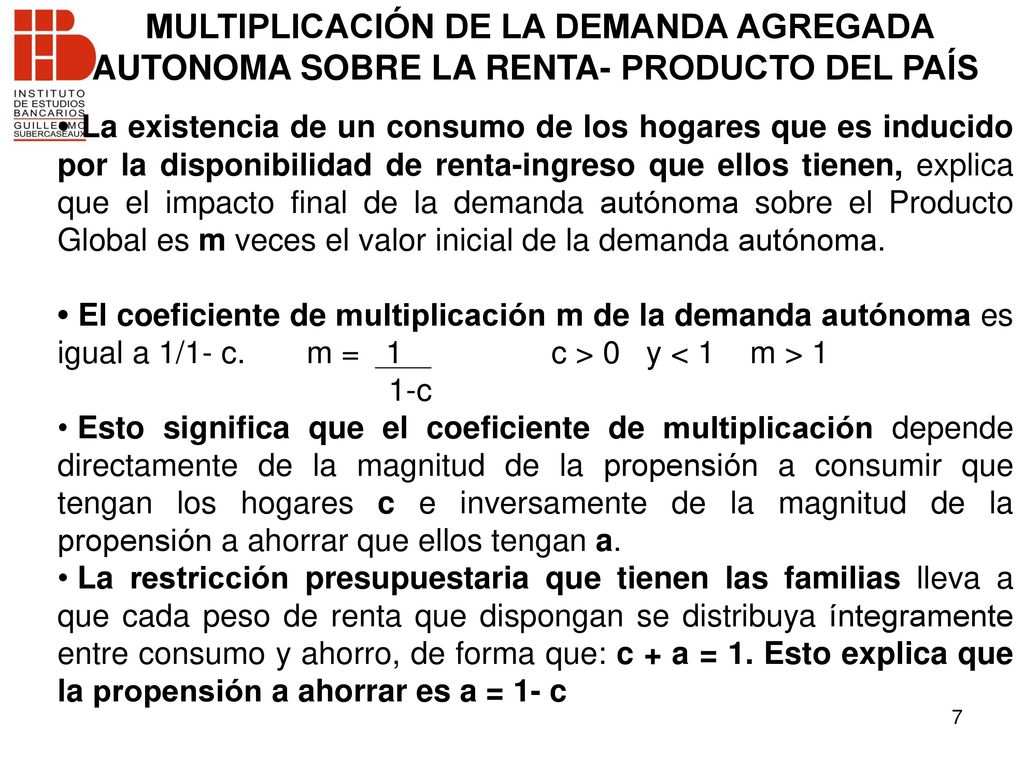 MULTIPLICACIÓN DE LA DEMANDA AGREGADA AUTONOMA SOBRE LA RENTA- PRODUCTO DEL PAÍS