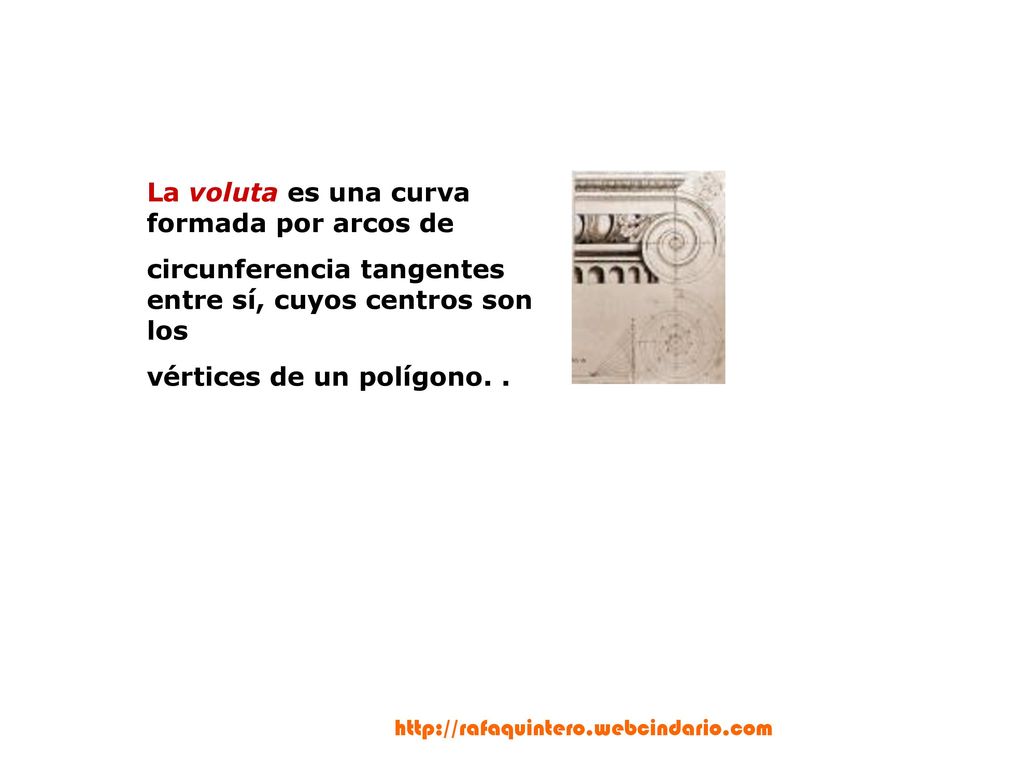 La voluta es una curva formada por arcos de