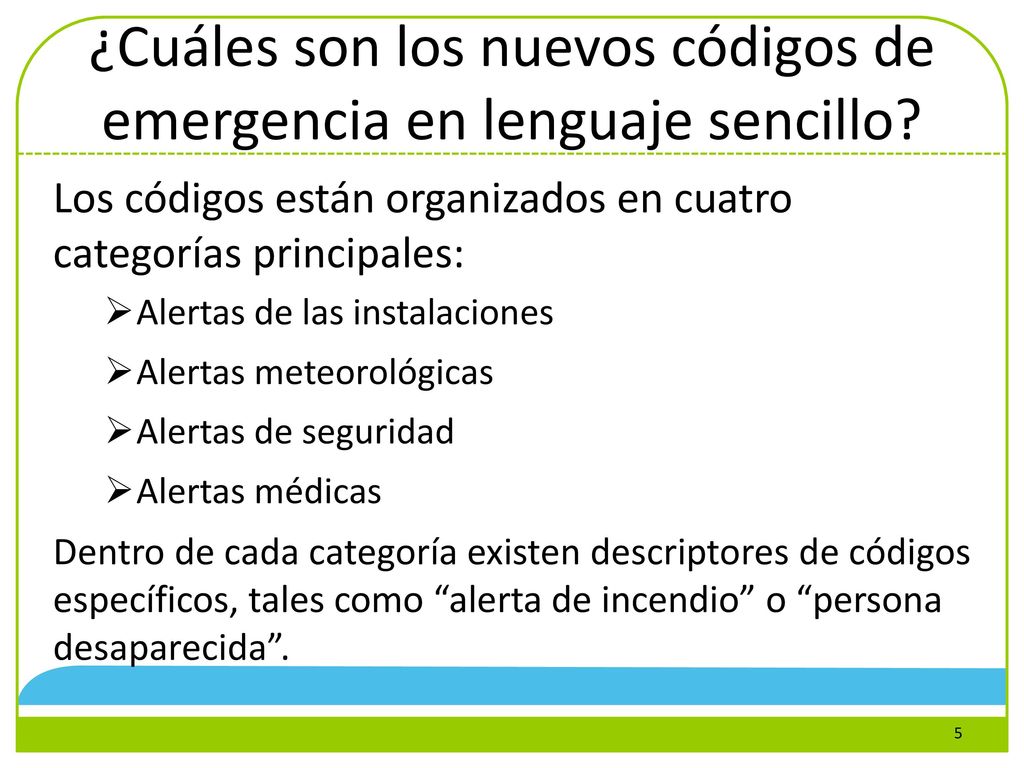 ¿Cuáles son los nuevos códigos de emergencia en lenguaje sencillo
