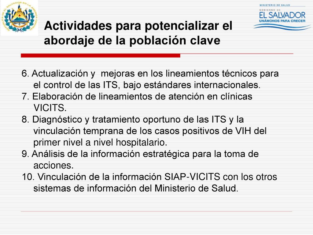 Actividades para potencializar el abordaje de la población clave