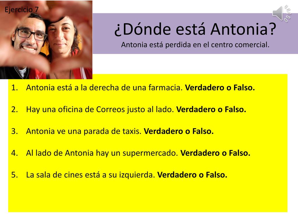 ¿Dónde está Antonia Antonia está perdida en el centro comercial.