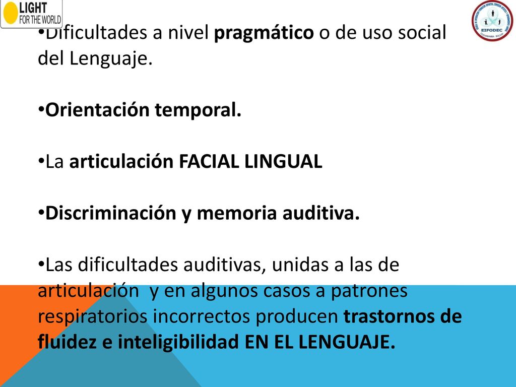 Dificultades a nivel pragmático o de uso social del Lenguaje.