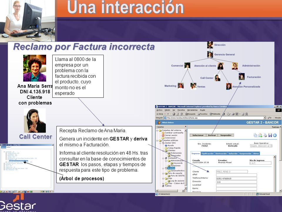 Una interacción Reclamo por Factura incorrecta Call Center