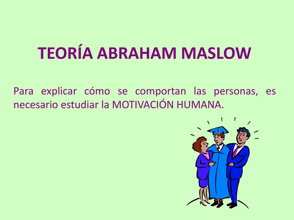 TEORÍA ABRAHAM MASLOW Para explicar cómo se comportan las personas, es necesario estudiar la MOTIVACIÓN HUMANA.