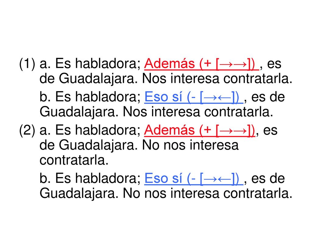 a. Es habladora; Además (+ [→→]) , es de Guadalajara