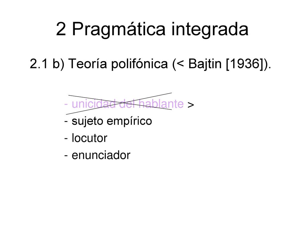 2 Pragmática integrada 2.1 b) Teoría polifónica (< Bajtin [1936]).
