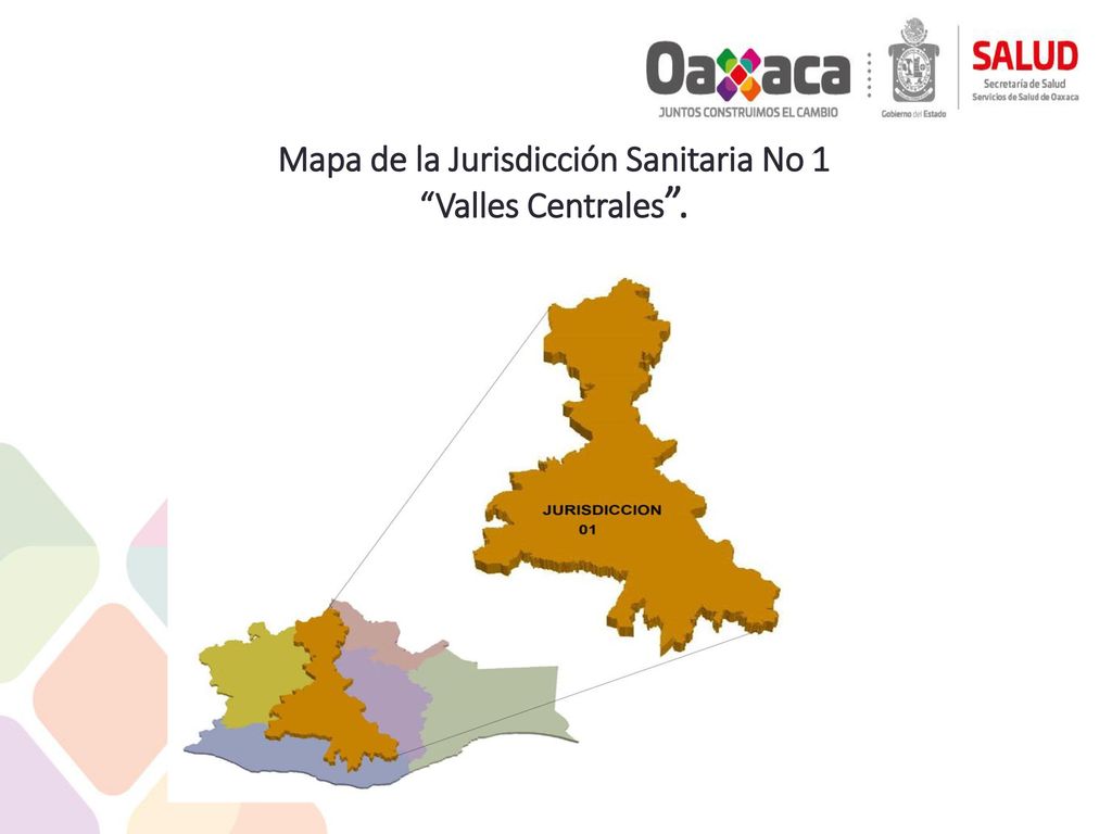 Mapa de la Jurisdicción Sanitaria No 1 Valles Centrales .