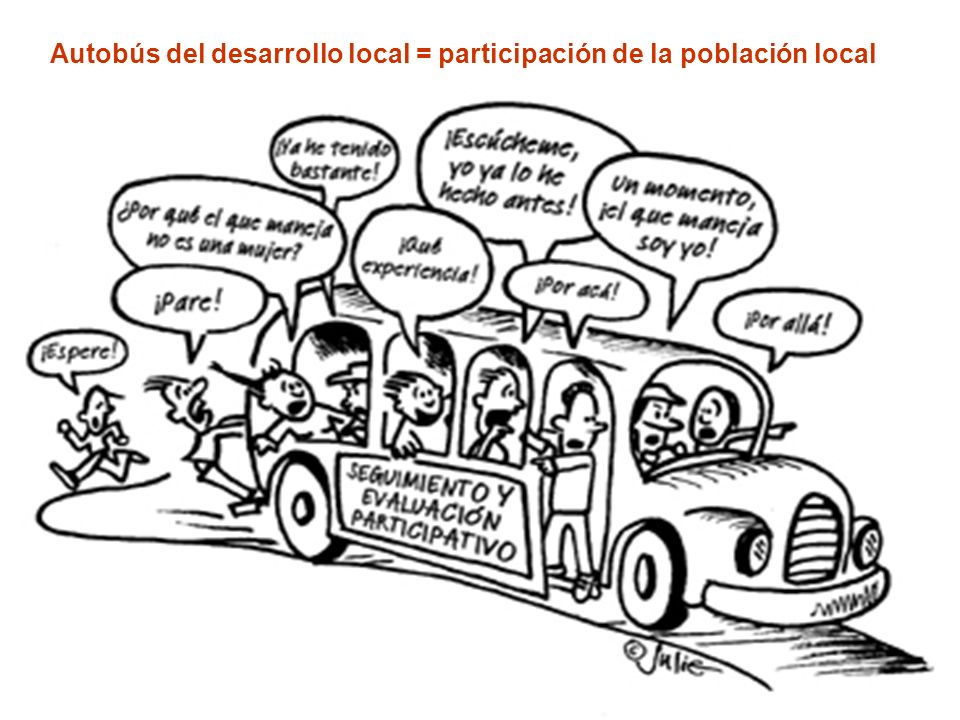 Autobús del desarrollo local = participación de la población local