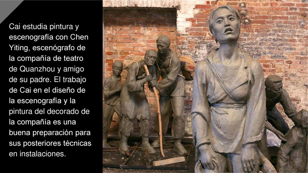 Cai estudia pintura y escenografía con Chen Yiting, escenógrafo de la compañía de teatro de Quanzhou y amigo de su padre.