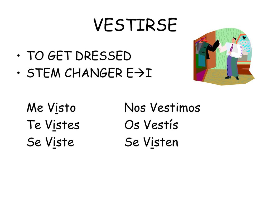 VESTIRSE TO GET DRESSED STEM CHANGER EI Me Visto Nos Vestimos
