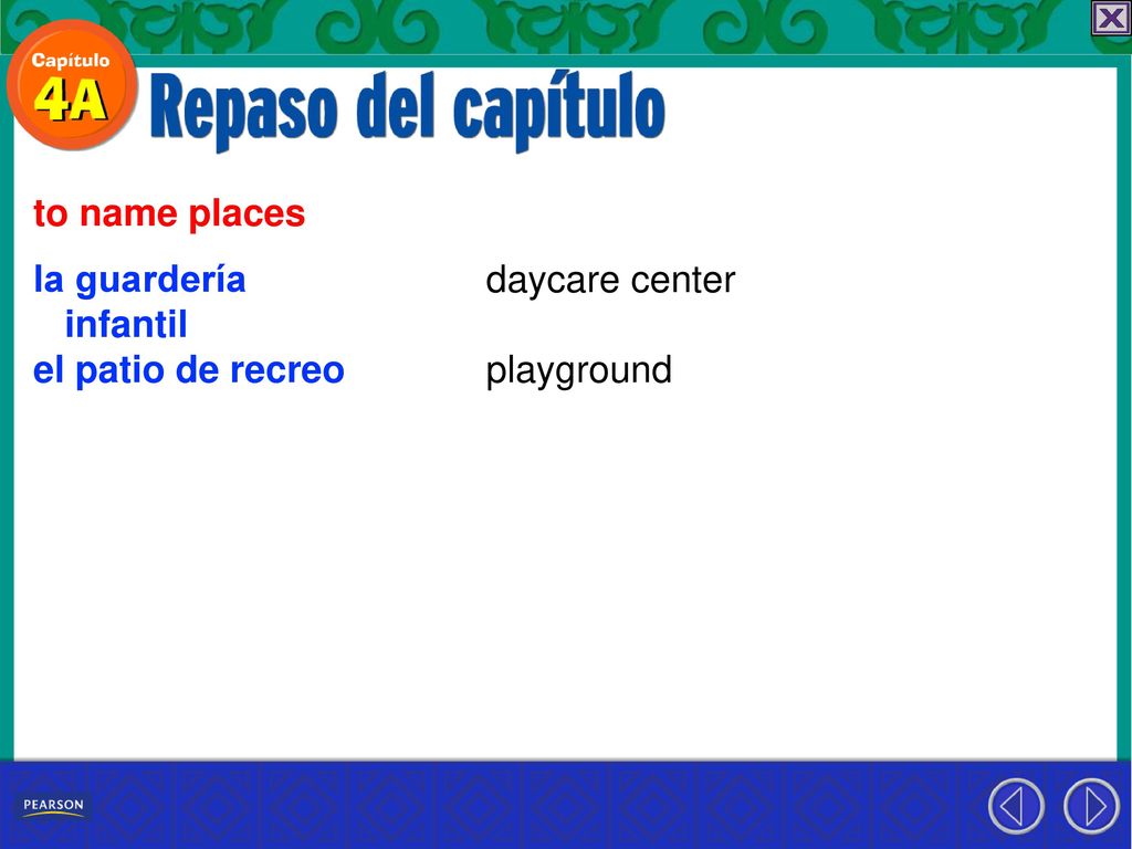 to name places la guardería infantil el patio de recreo daycare center playground