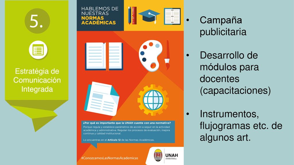 Campaña publicitaria Desarrollo de módulos para docentes (capacitaciones) Instrumentos, flujogramas etc.