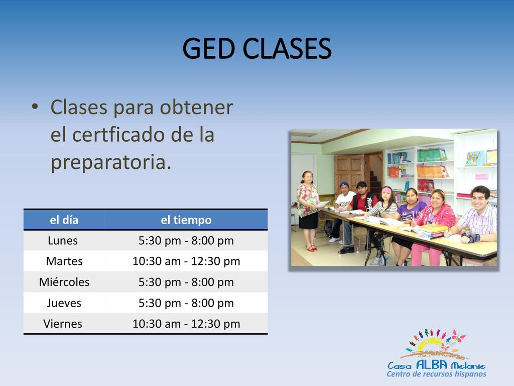 GED CLASES Clases para obtener el certficado de la preparatoria.