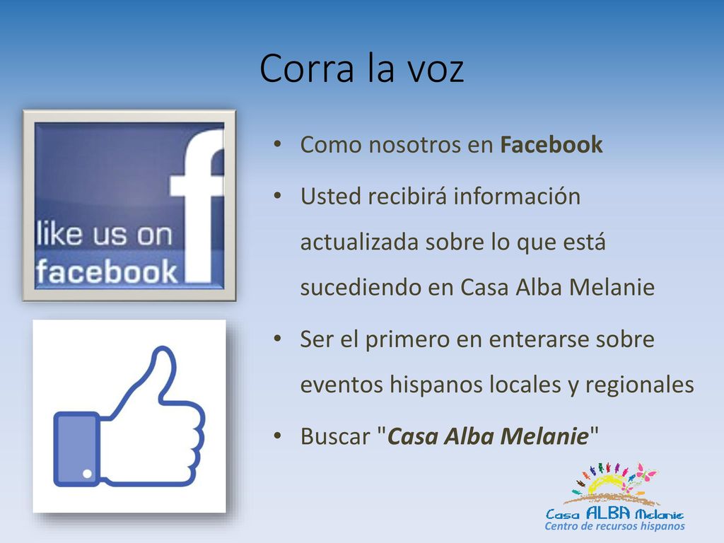 Corra la voz Como nosotros en Facebook