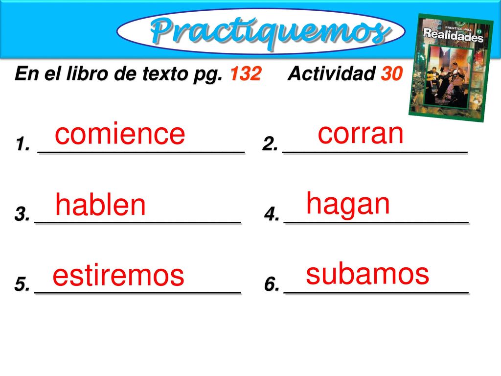 m Practiquemos comience corran hablen hagan estiremos subamos