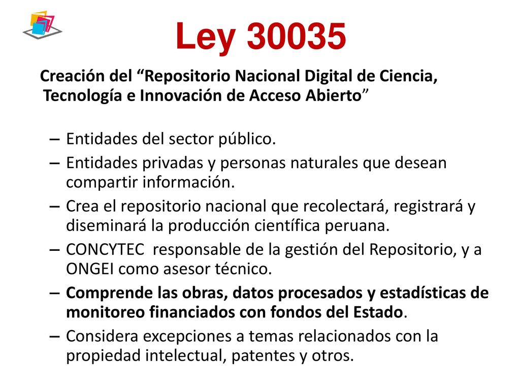 Ley Creación del Repositorio Nacional Digital de Ciencia, Tecnología e Innovación de Acceso Abierto