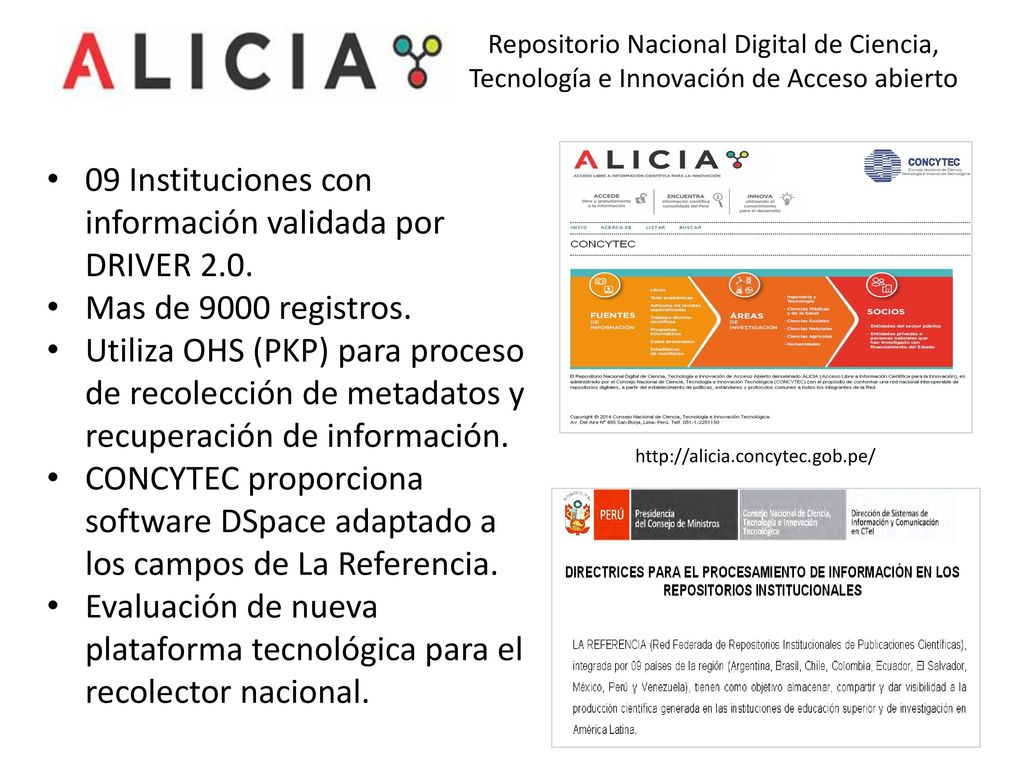 09 Instituciones con información validada por DRIVER 2.0.