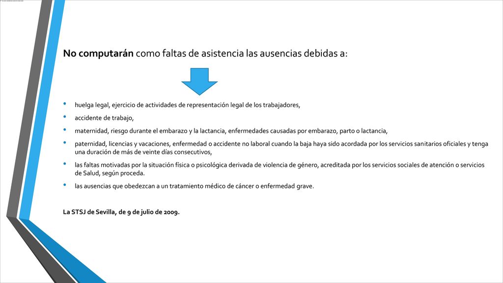 No computarán como faltas de asistencia las ausencias debidas a: