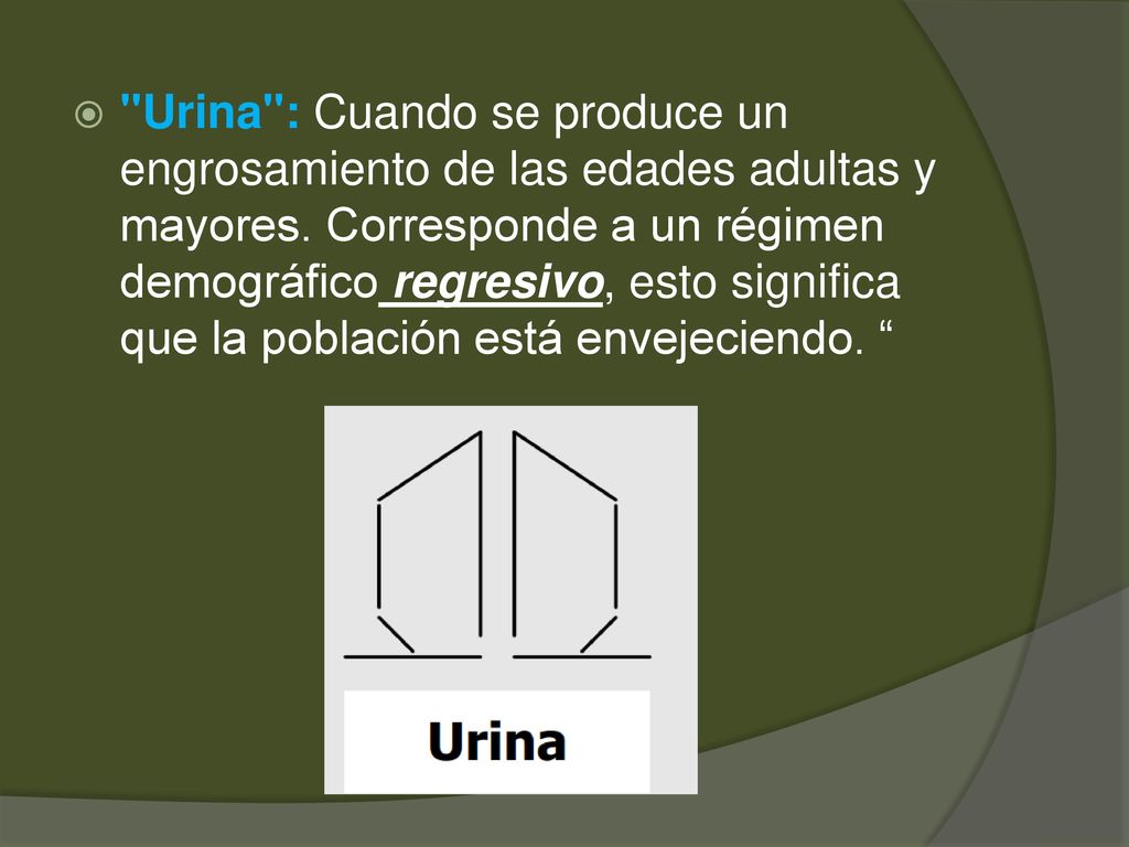 Urina : Cuando se produce un engrosamiento de las edades adultas y mayores.