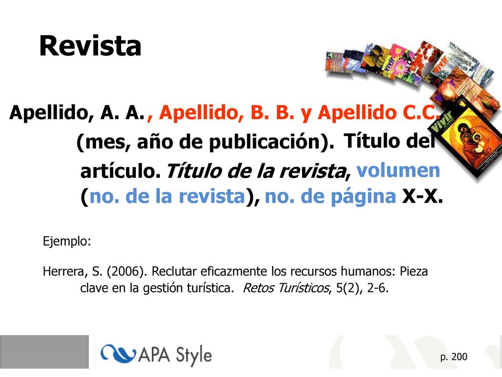 Revista Apellido, A. A. , Apellido, B. B. y Apellido C.C.