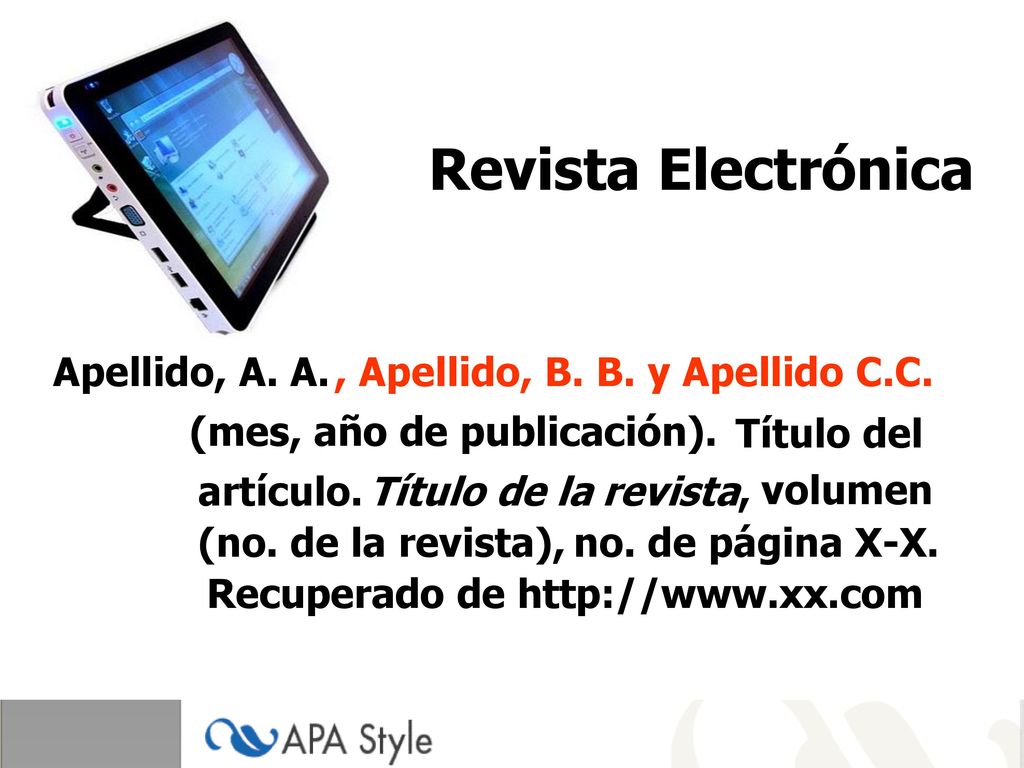 Revista Electrónica Apellido, A. A. , Apellido, B. B. y Apellido C.C.