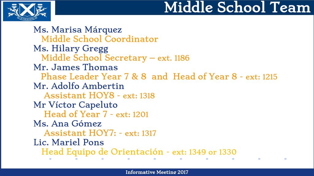 Middle School Team Ms. Marisa Márquez Middle School Coordinator
