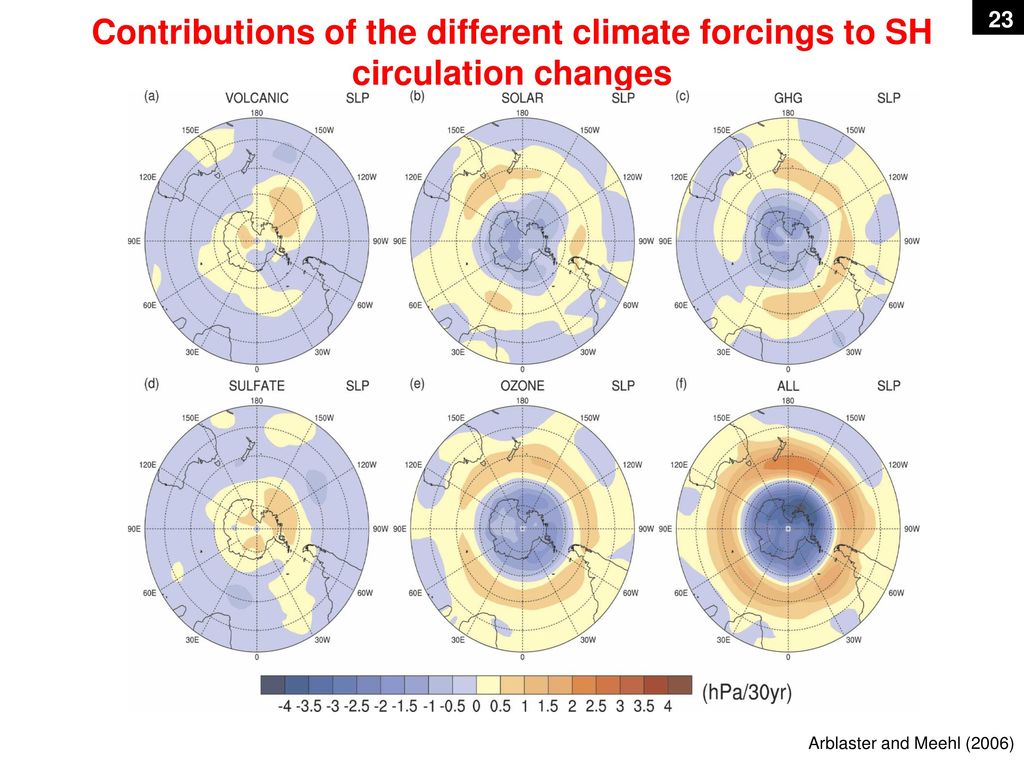 Contributions of the different climate forcings to SH circulation changes