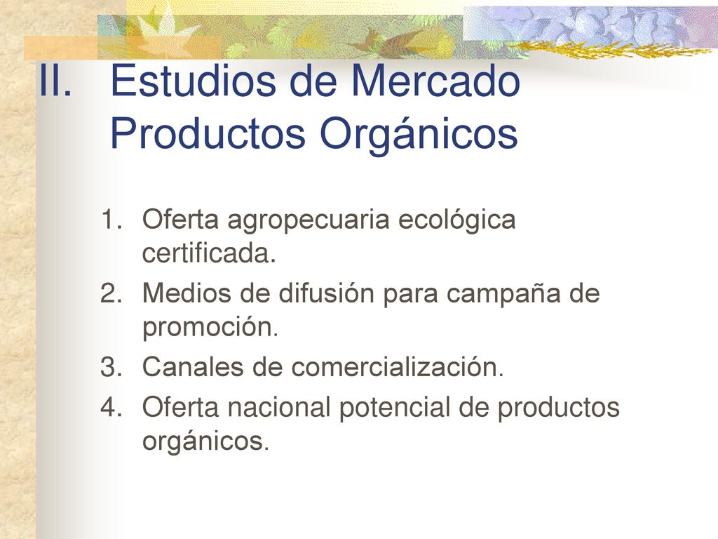 II. Estudios de Mercado Productos Orgánicos