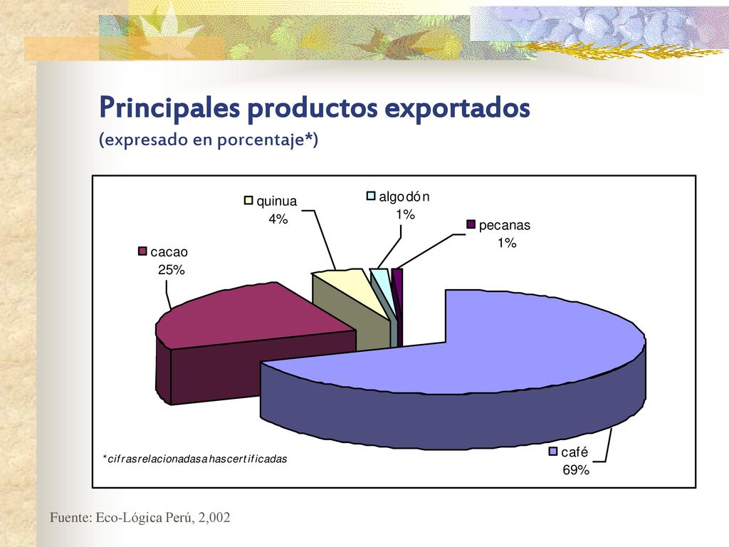 Principales productos exportados (expresado en porcentaje*)