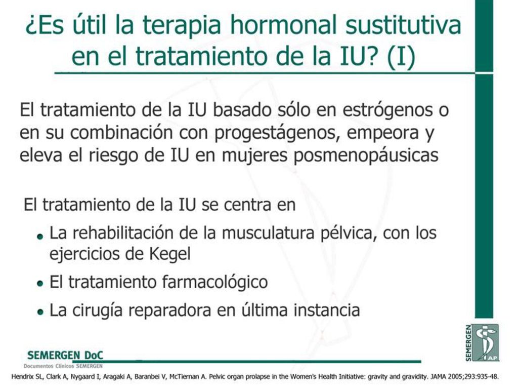 ¿Es útil la terapia hormonal sustitutiva en el tratamiento de la IU