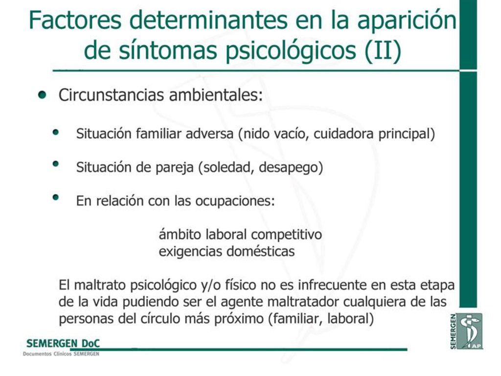Factores determinantes en la aparición de síntomas psicológicos (II)